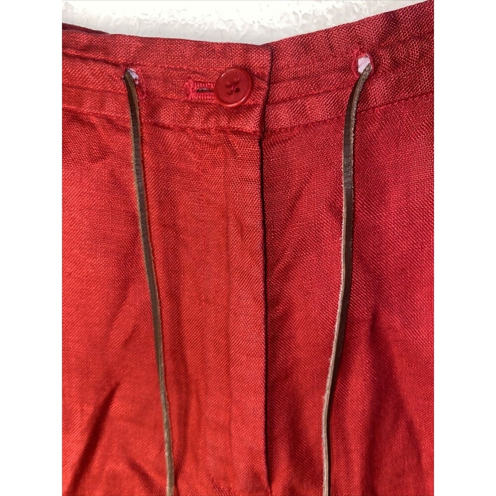 vintage Lauren Ralph linen wide leg Red Capri cargo Pants 10 holiday lagen - Picture 3 of 11